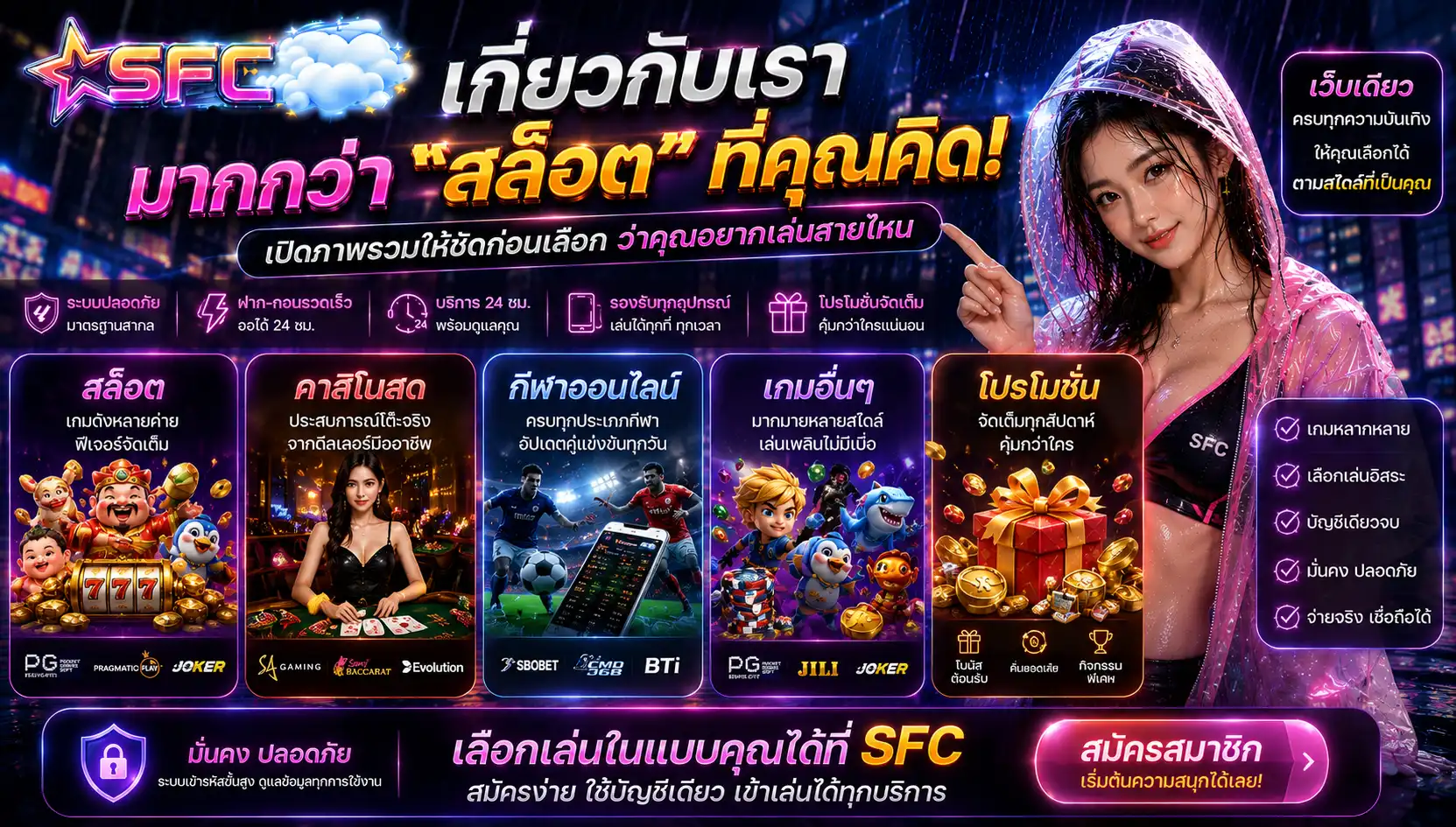 เกี่ยวกับเรา sfc588 ไม่ได้มีแค่สล็อต เปิดภาพรวมให้ชัดก่อนเลือกว่าคุณอยากเล่นสายไหน
